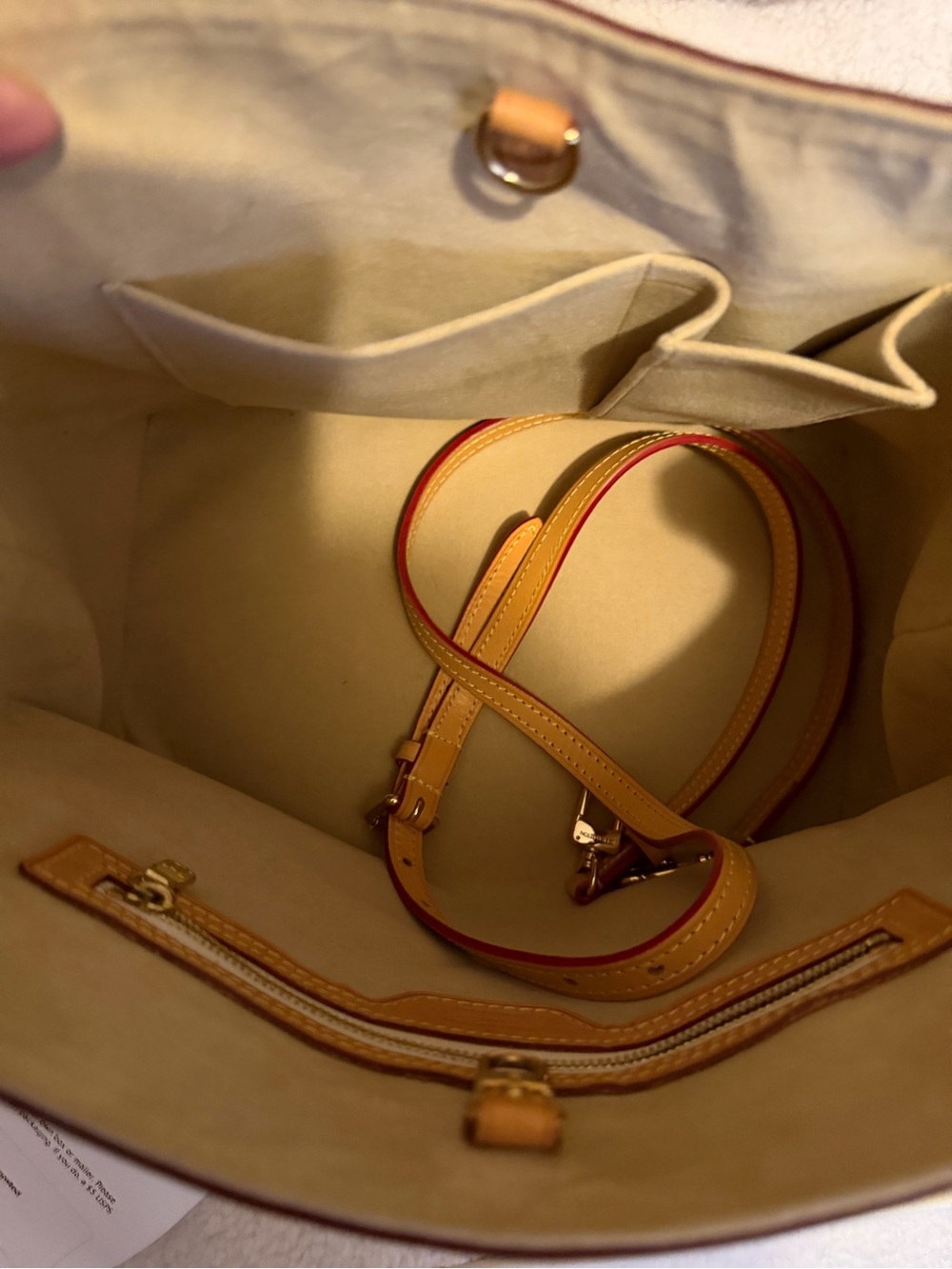 Louis Vuitton Damier Azur Canvas Tote with Tan Leather Trim - Picture 5 of 5
